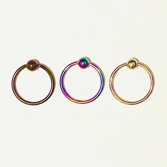 Captive Bead Ring Hoop 16g 13mm 1/2" Lip Ear Nose - Picture 2 of 6